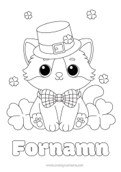 Gratis färgläggning Katt Söt Klee Sankt Patriks fest Hatt Hundar och katter