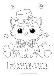 Gratis fargelegging Katt Søt Klover St. Patricks festdag Hatt Hunder og katter