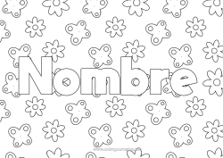 Colorear gratis Flores Primavera Mariposa Insectos Fondo decorativo