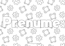 Pagină de colorat gratuită Flori Primăvară Fluture Insecte Fundal decorativ