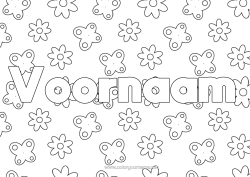 Gratis kleurplaat Bloemen Lente Vlinder Insecten Decoratieve achtergrond