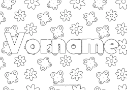 Kostenlose Malvorlage Blumen Frühling Schmetterling Insekten Dekorativer Hintergrund