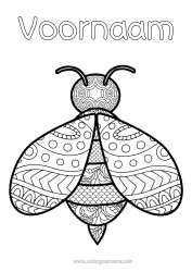 Gratis kleurplaat Bij Zentangle Insecten