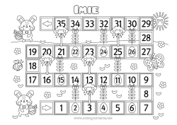 Kolorowanka za darmo Wiosna Zając Aktywności dla dzieci Zwierzęta leśne Kalendarz adwentowy Gra w gęsię. Zabawka z papieru