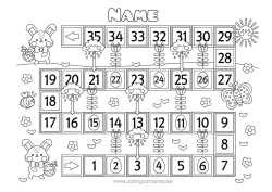 Free coloring Spring Bunny Children's activities Forest animals Advent calendar The Game of the Goose Paper toy