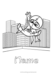 Colouring to customise Hero Cityscape Ninja Building