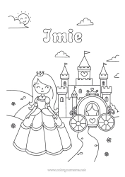 Kolorowanka za darmo Zamek Księżniczka Bajka Furmanek i powozy Pojazdy historyczne lub vintage