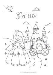 Free coloring Castle Princess Fairy tale Carriages and coaches Historical or vintage vehicles