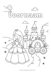 Gratis kleurplaat Kasteel Prinses Sprookje Koetsen en karossen Historische of vintage voertuigen