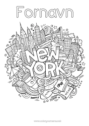 Gratis farvelægning Mandala USA Frihedsgudinden New York Monument Verdensby