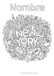 Colorear gratis Mandala Estados Unidos Estatua de la Libertad Nueva York Monument Ciudad del mundo