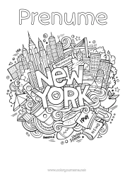 Pagină de colorat gratuită Mandala SUA Statuia Libertății New York Monument Orașul lumii