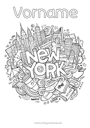 Kostenlose Malvorlage Mandala USA Freiheitsstatue New York Denkmal Weltstadt