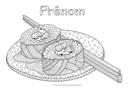 Coloriage à personnaliser Japon Coloriages Complexes Sushis