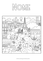 Desenho grátis França Torre Eiffel Arco do Triunfo Paris Monumento Cidade do mundo