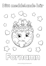 Gratis färgläggning Hjärta Fågel Ekologi Jord Jordens dag Fåglar och flygande däggdjur Jordglob Världskarta