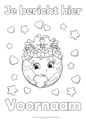 Gratis kleurplaat Hart Vogel Ecologie Aarde Aarde Dag Vogels en vliegende zoogdieren Wereldbol Wereldkaart