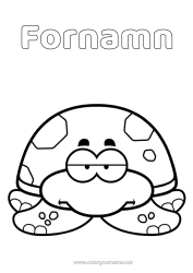 Gratis färgläggning Söt Sköldpadda Reptiler Tecknad serie Landsköldpadda
