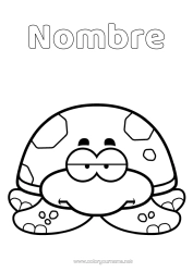 Colorear gratis Kawaii Tortuga Reptiles Cartoon Tortuga terrestre