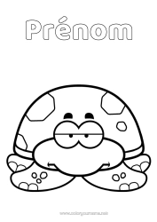 Coloriage à personnaliser Kawaii Tortue Reptiles Cartoon Tortue terrestre