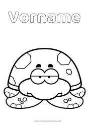 Kostenlose Malvorlage Kawaii Schildkröte Reptilien Karikatur Landschildkröte