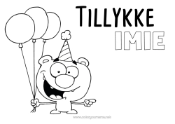 Kolorowanka za darmo Potwór Niedźwiedź Urodziny Balony Wszystkiego najlepszego z okazji urodzin! Zwierzęta leśne Kreskówka