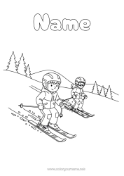 Free coloring Snow Ski Winter Sports Mountain