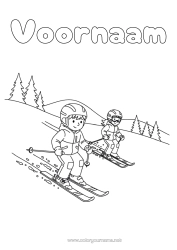 Gratis kleurplaat Sneeuw Ski Wintersporten Berg
