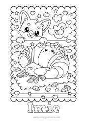 Kolorowanka za darmo Serce Uroczy Lis Zwierzęta leśne Rogalik