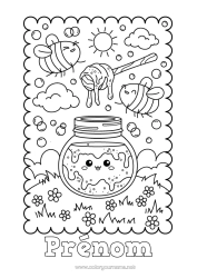 Coloriage à personnaliser Kawaii Abeille Insectes Miel