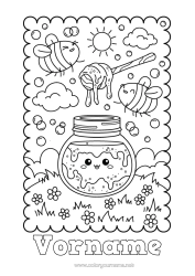 Kostenlose Malvorlage Kawaii Biene Insekten Honig