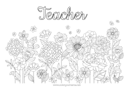 Free coloring Flowers Spring Daisy