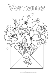 Malvorlage anpassen Blumen Herz Umschlag Blumenstrauß