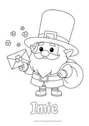 Kolorowanka za darmo Koniczyna Irlandia Święto Świętego Patryka Leprechaun - Leprechaun Koperta