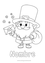 Colorear gratis Trébol Irlanda Día de San Patricio Leprechaun Sobre