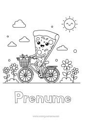 Pagină de colorat gratuită Drăguț Bicicletă Vehicule cu două roți Pizza