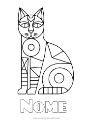 Colorazione gratuita Gatto Disegni da colorare facili CanI e gatti Forme geometriche