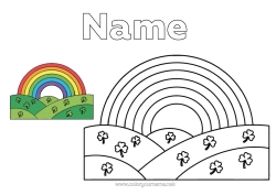 Colouring to customise Clover Rainbow Easy Colouring Pages Colouring With Template