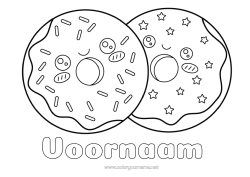 Gratis kleurplaat Kawaii Donuts
