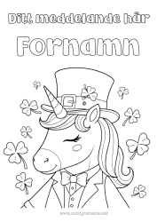 Färgläggningssida att anpassa Enhörning Djur Tur Klee Sankt Patriks Fest Hatt Drakar, Enhörningar Och Fantastiska Djur