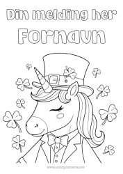 Gratis fargelegging Enhjørning Dyr Sjanse Klover St. Patricks festdag Hatt Drager, enhornede hester og fantastiske dyr