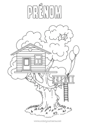 Coloriage à personnaliser Arbre Maison Cabane