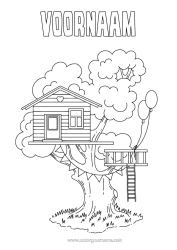 Gratis kleurplaat Boom Huis Boomhut