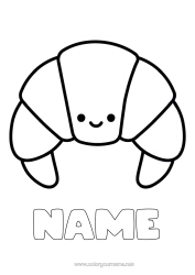 Free coloring Kawaii Easy coloring pages Croissant
