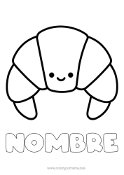 Colorear gratis Kawaii Dibujos fáciles para colorear Croissant