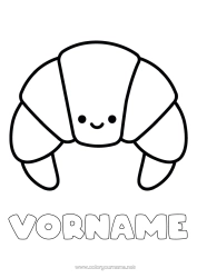 Kostenlose Malvorlage Kawaii Einfache Ausmalbilder Croissant