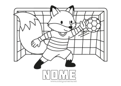 Colorazione gratuita Calcio Volpe Animali della foresta Sport di squadra Calciatore, calciatrice Portiere