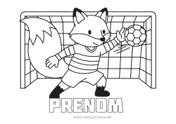Coloriage à personnaliser Football Renard Animaux de la forêt Sports d'équipe Footballeur footballeuse Gardien de but