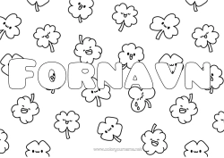 Gratis farvelægning Kawaii Kløver Dekorativ baggrund