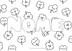 Desenho para personalizar Kawaii Trevo Fundo decorativo